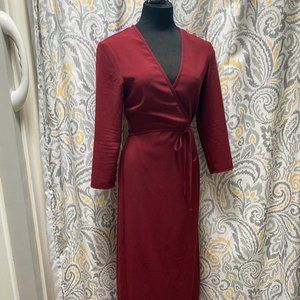 American Apparel Floor Length Wrap Dress Burgundy